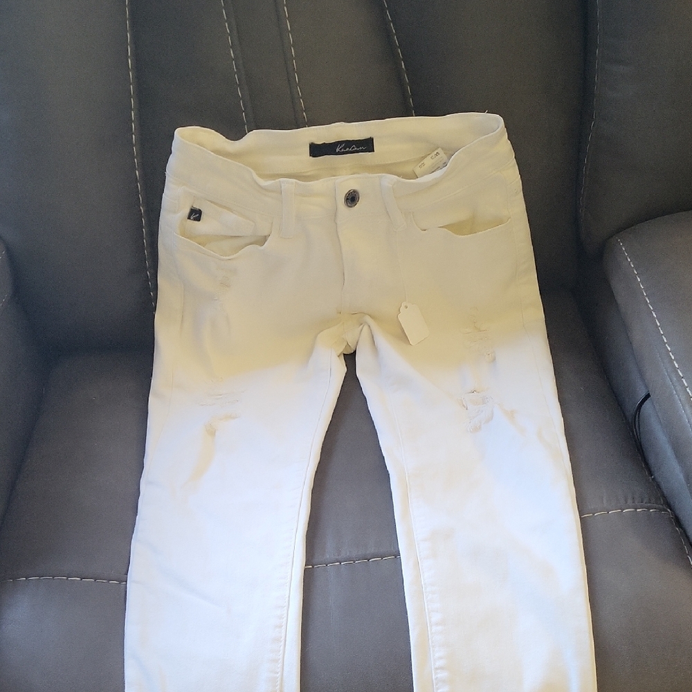Women's White KanCan Jeans With Slight Distressing